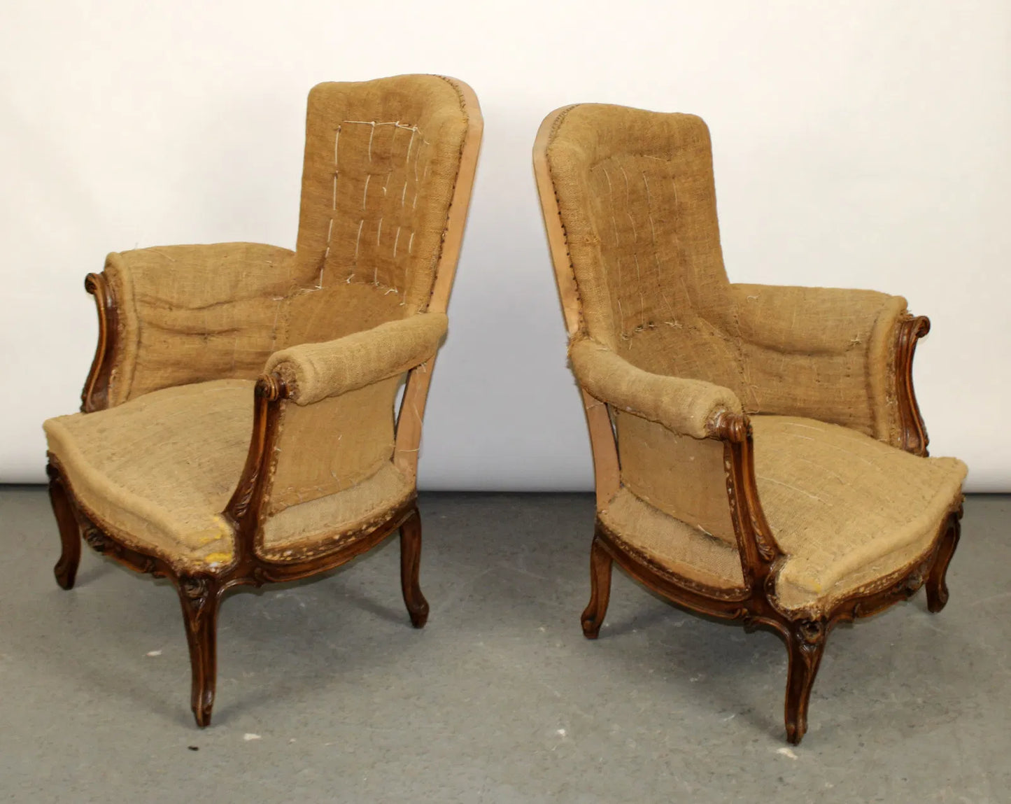 Sold! Pair French Bergère Armchairs in Louis XV Style