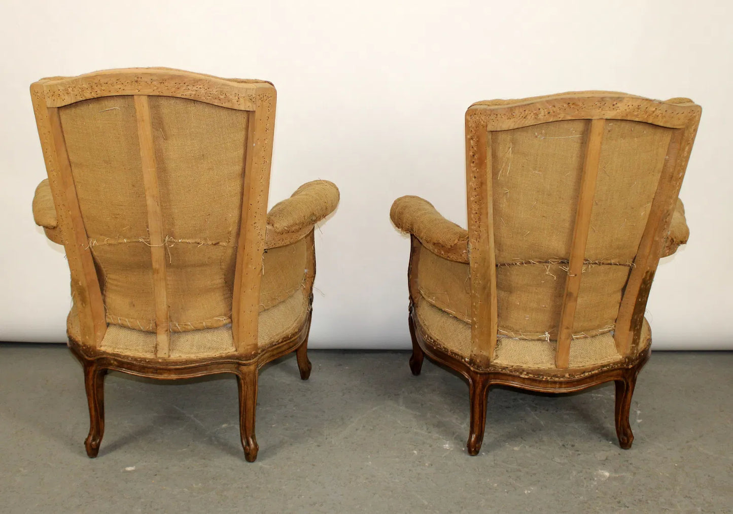 Sold! Pair French Bergère Armchairs in Louis XV Style