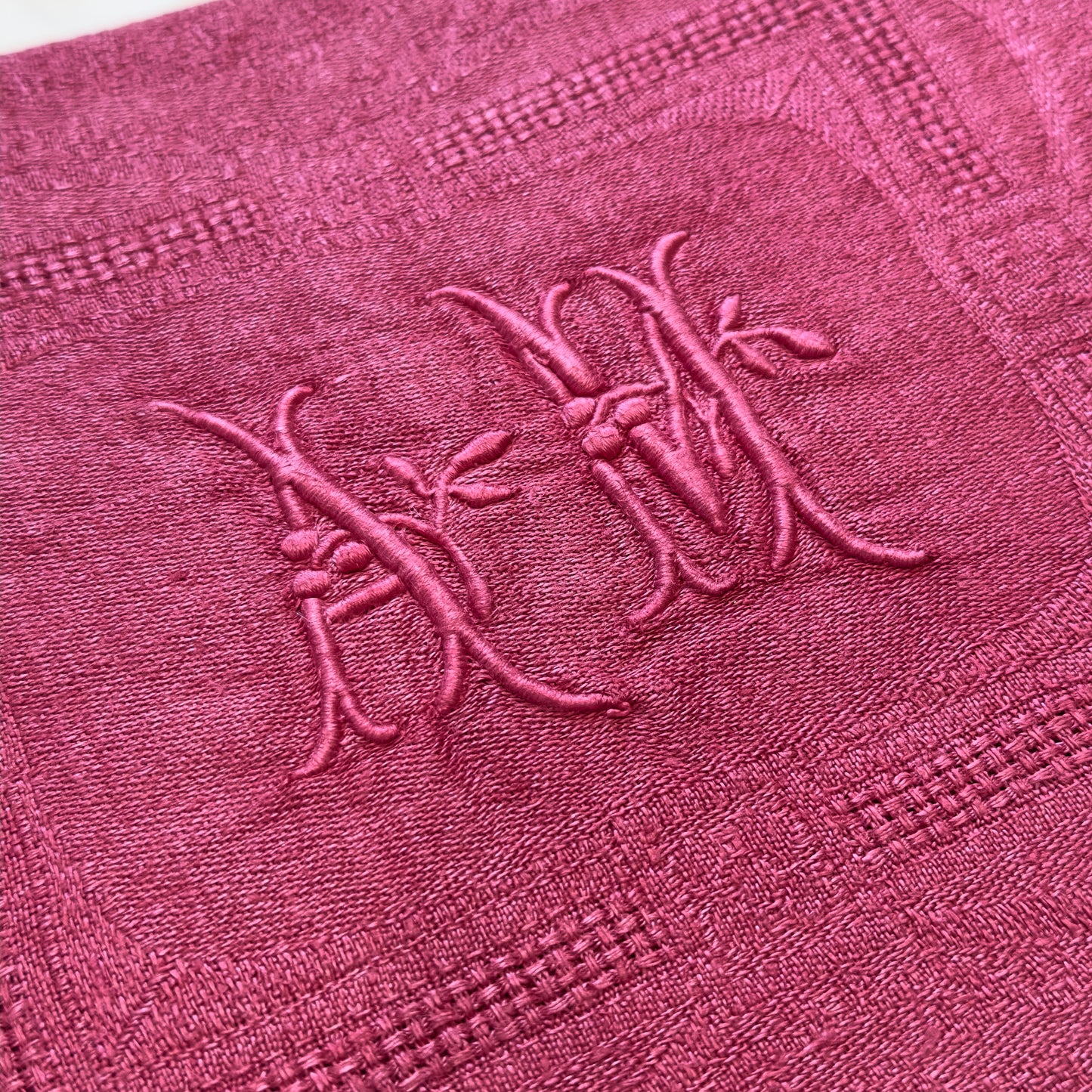 Large French Vintage Napkins in vivid Raspberry Pink.