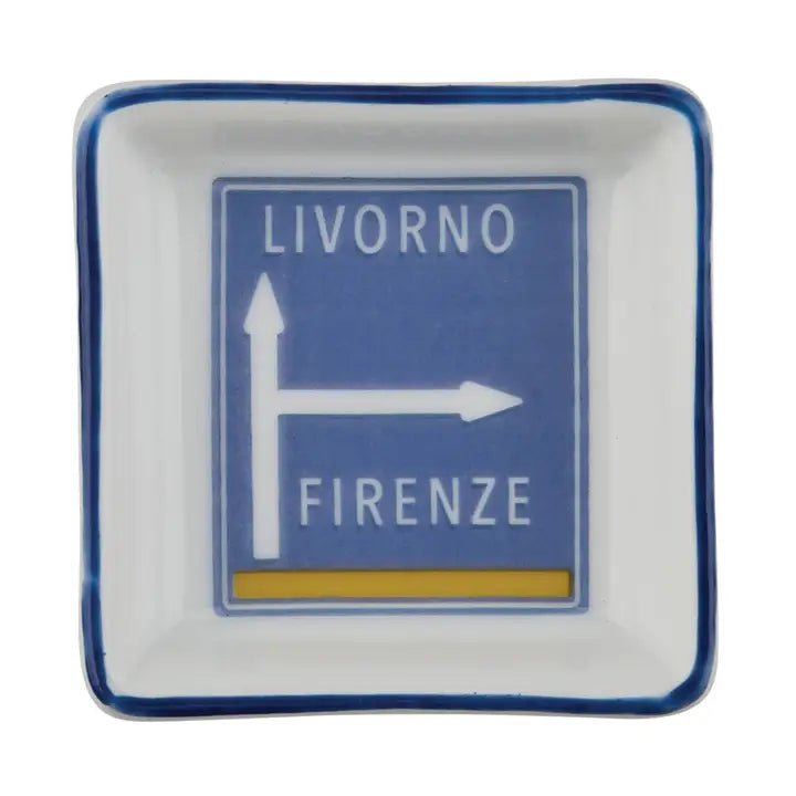 Blue and White Lovers Trinket Tray, Paris, Roma, Firenze