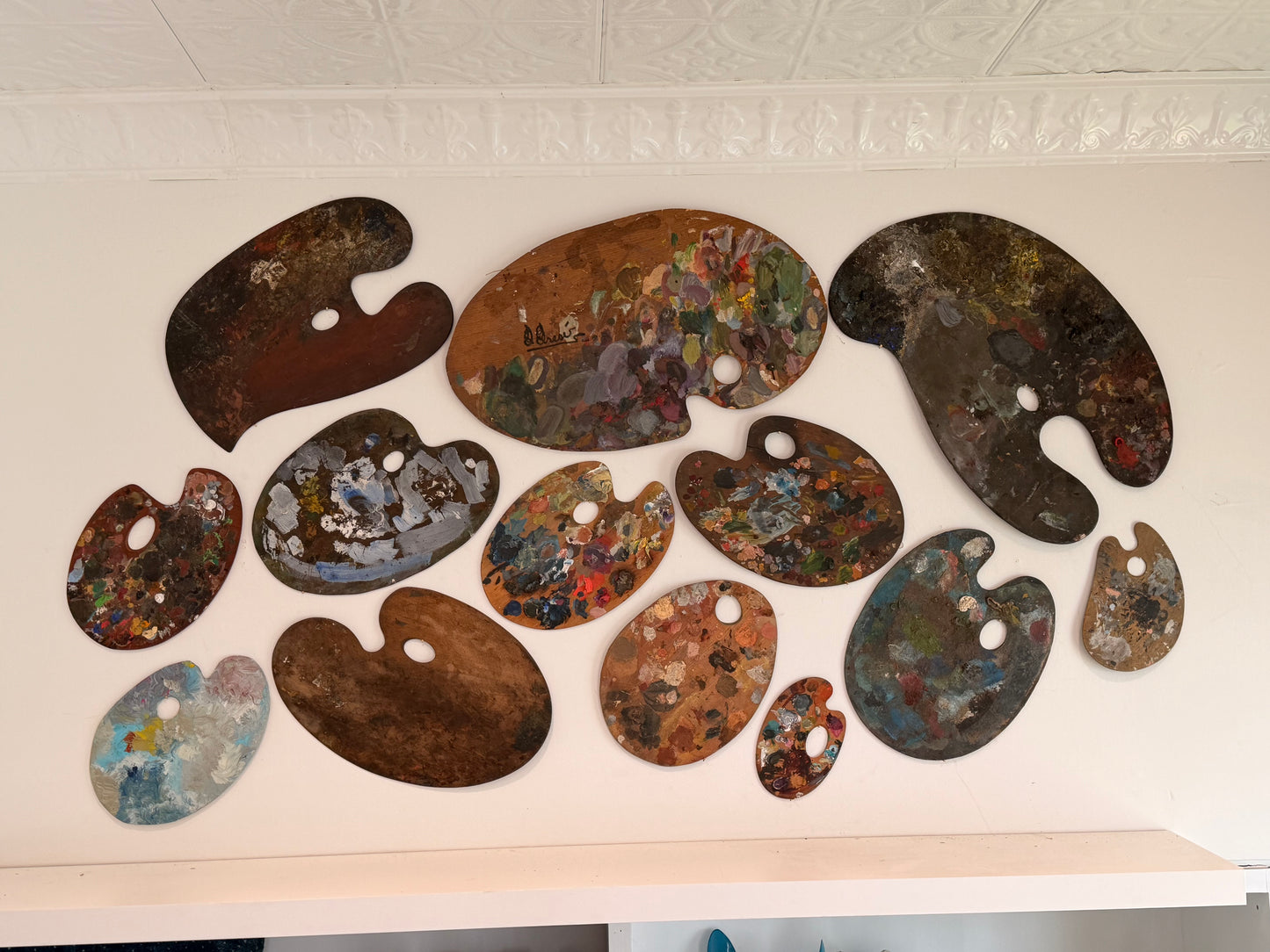 Collection of 13 Original Artists Palettes.