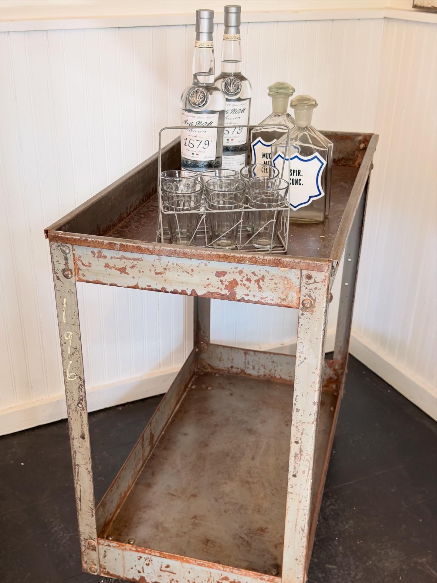 Vintage Metal Industrial Bar Cart