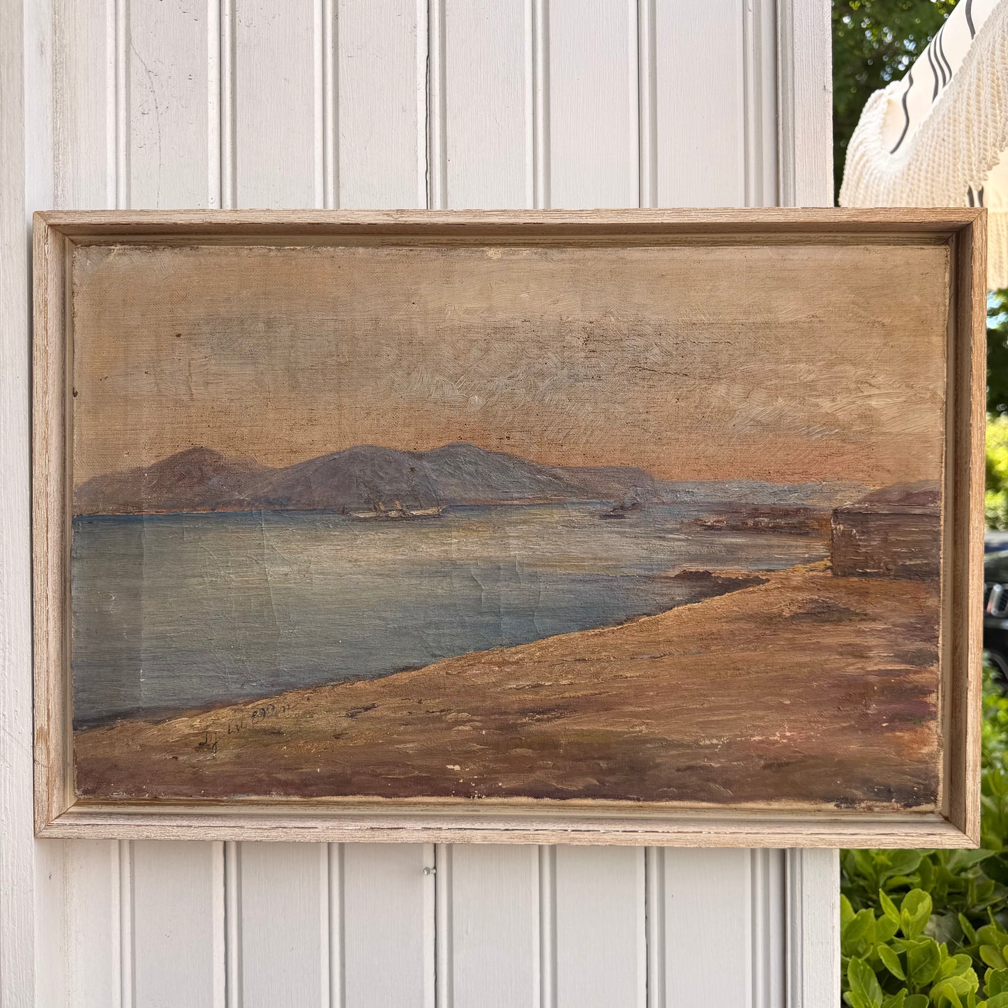French 19th Century Oil Painting of a Lake & Beyond