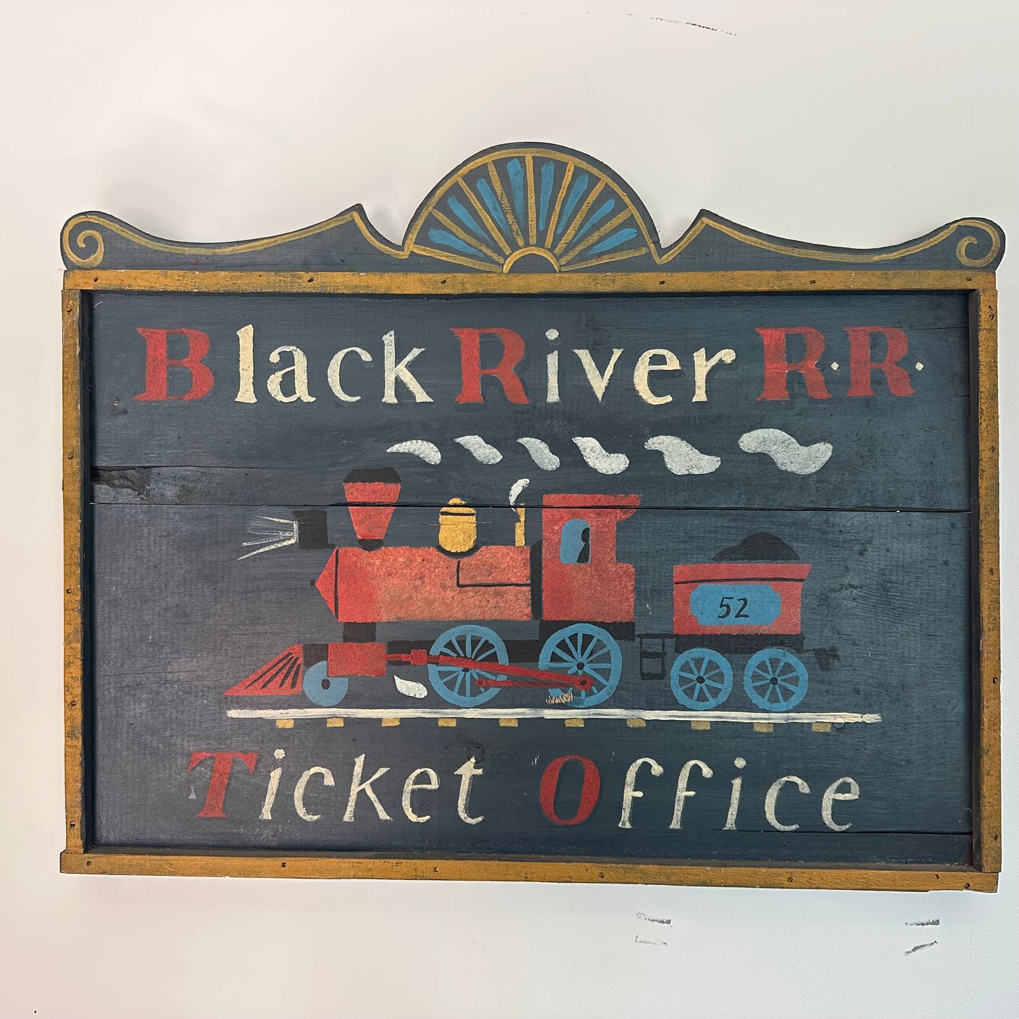 Folk art Style Train office sign c1960
