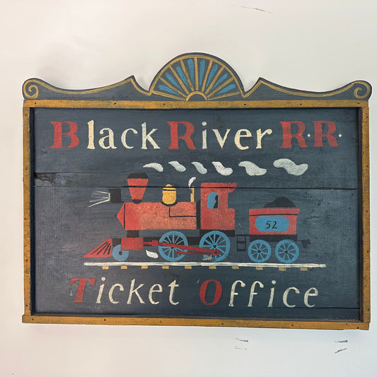 Folk art Style Train office sign c1960