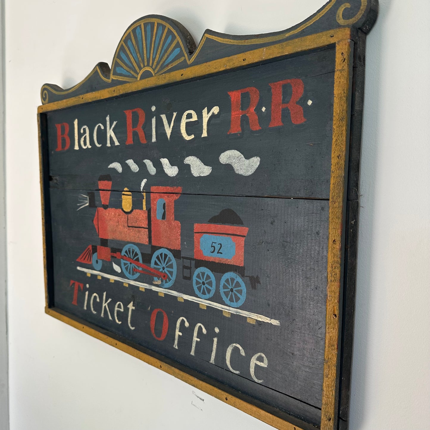 Folk art Style Train office sign c1960