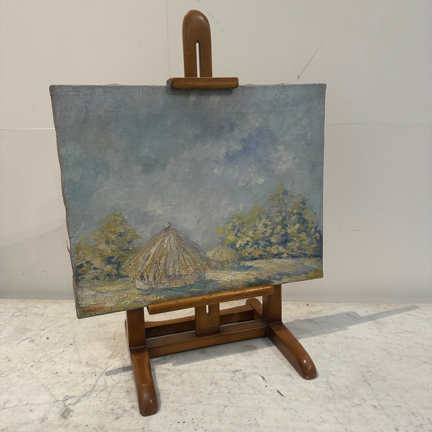 Exceptional Oil on Canvas. “ Hay Stacks” French 1900