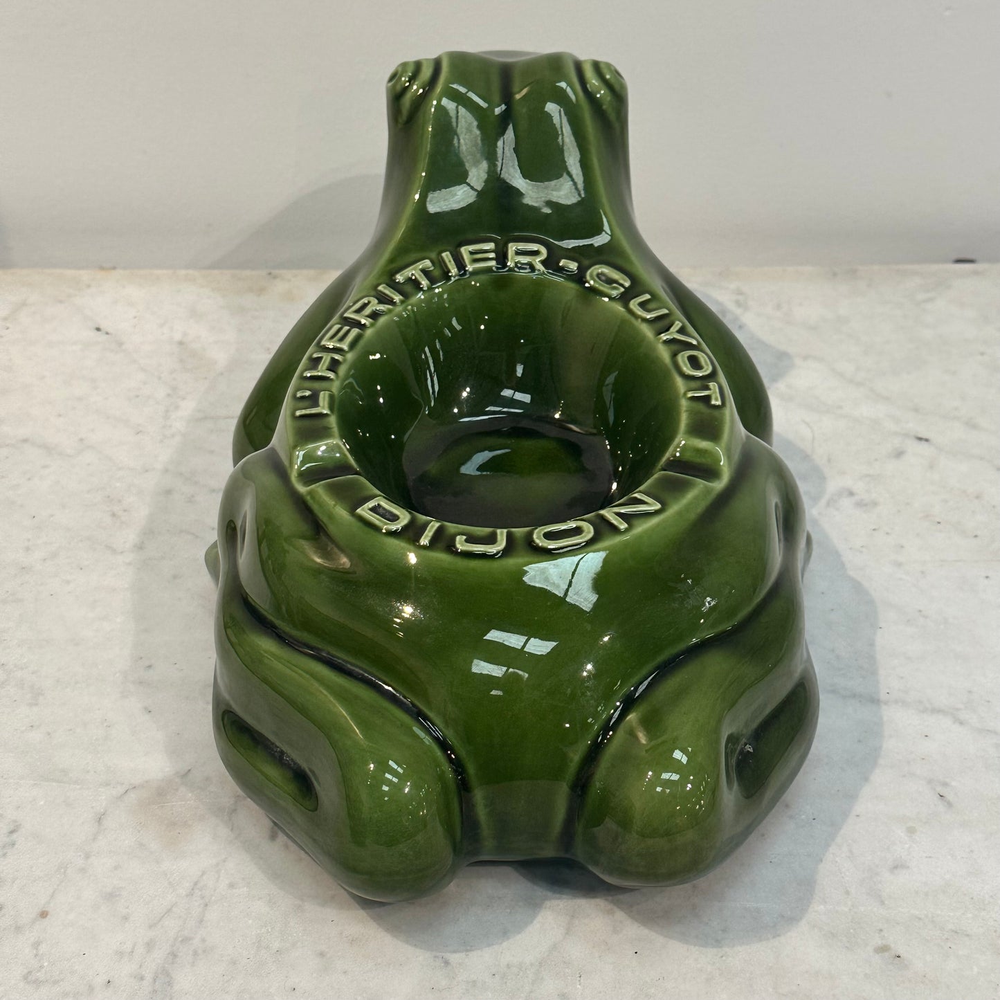 XL ceramic ashtray, FROG advertising for liquor distillers L’Heritier Guyot