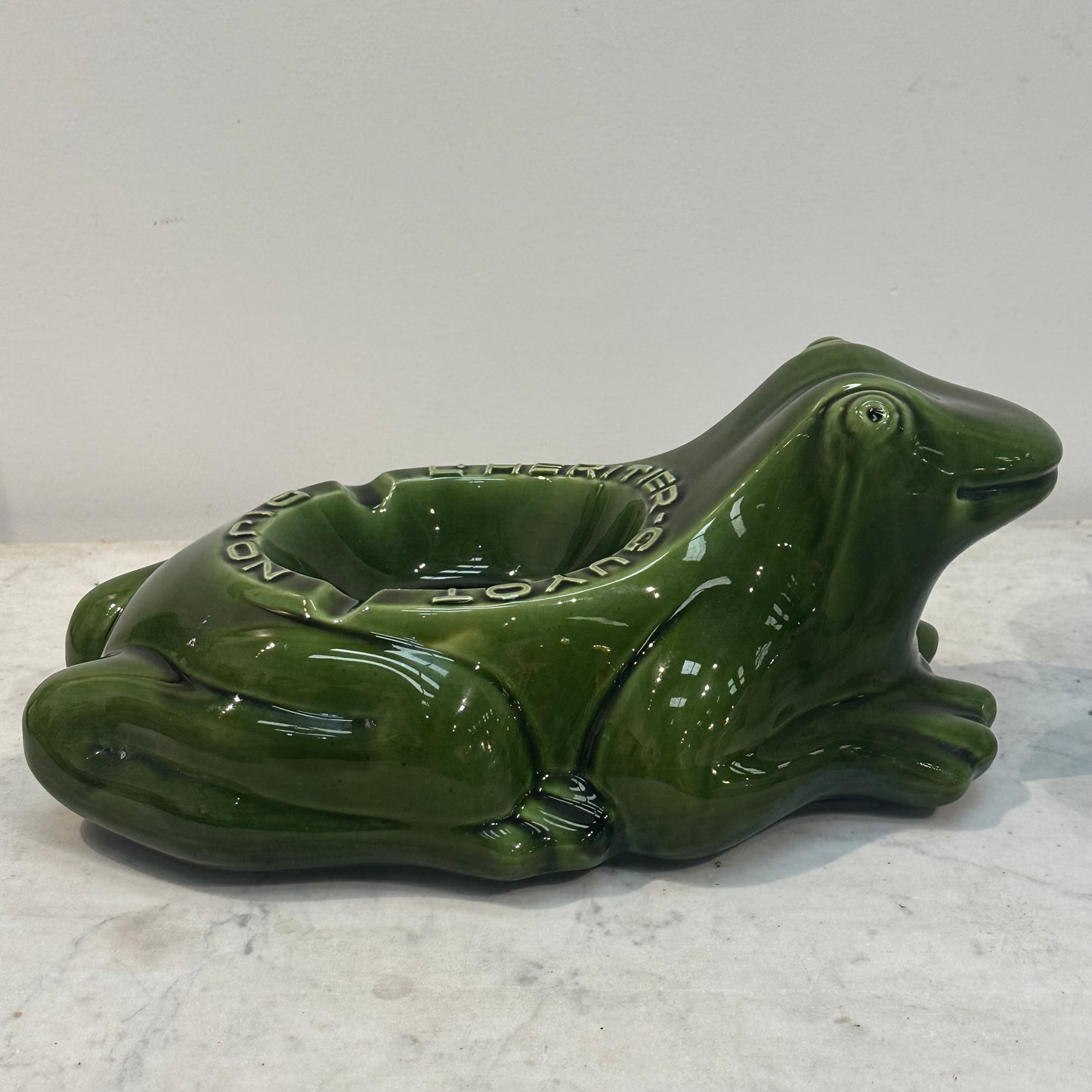 XL ceramic ashtray, FROG advertising for liquor distillers L’Heritier Guyot