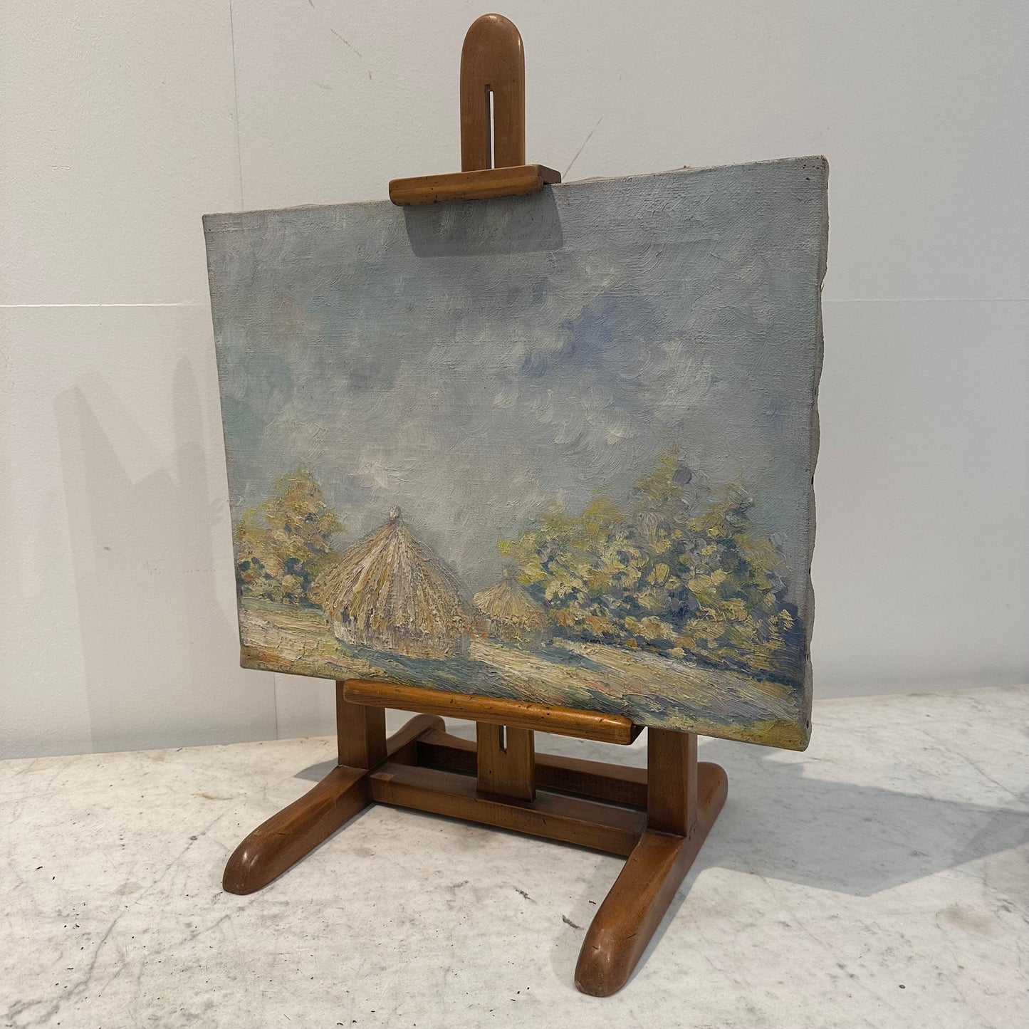 Exceptional Oil on Canvas. “ Hay Stacks” French 1900