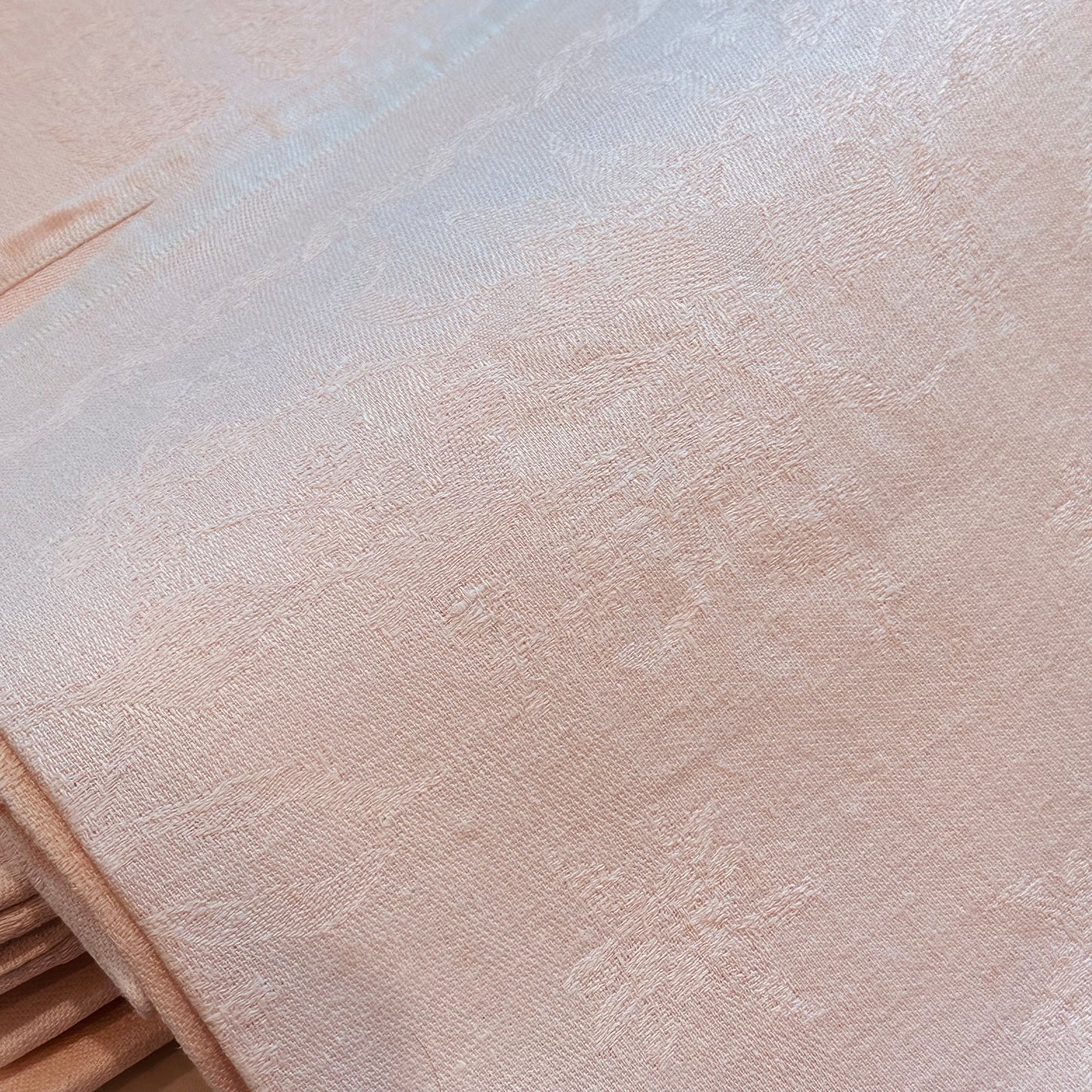 Large Vintage French Damask Napkins in Pale Pink