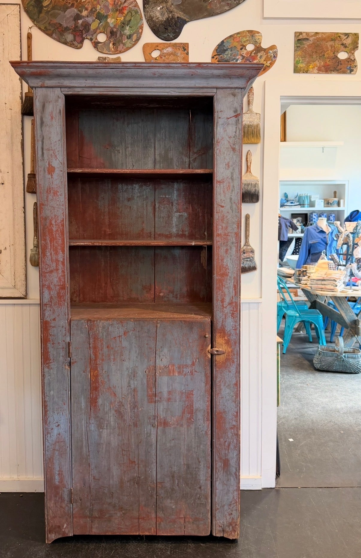 19th Century American Painted Cupboard