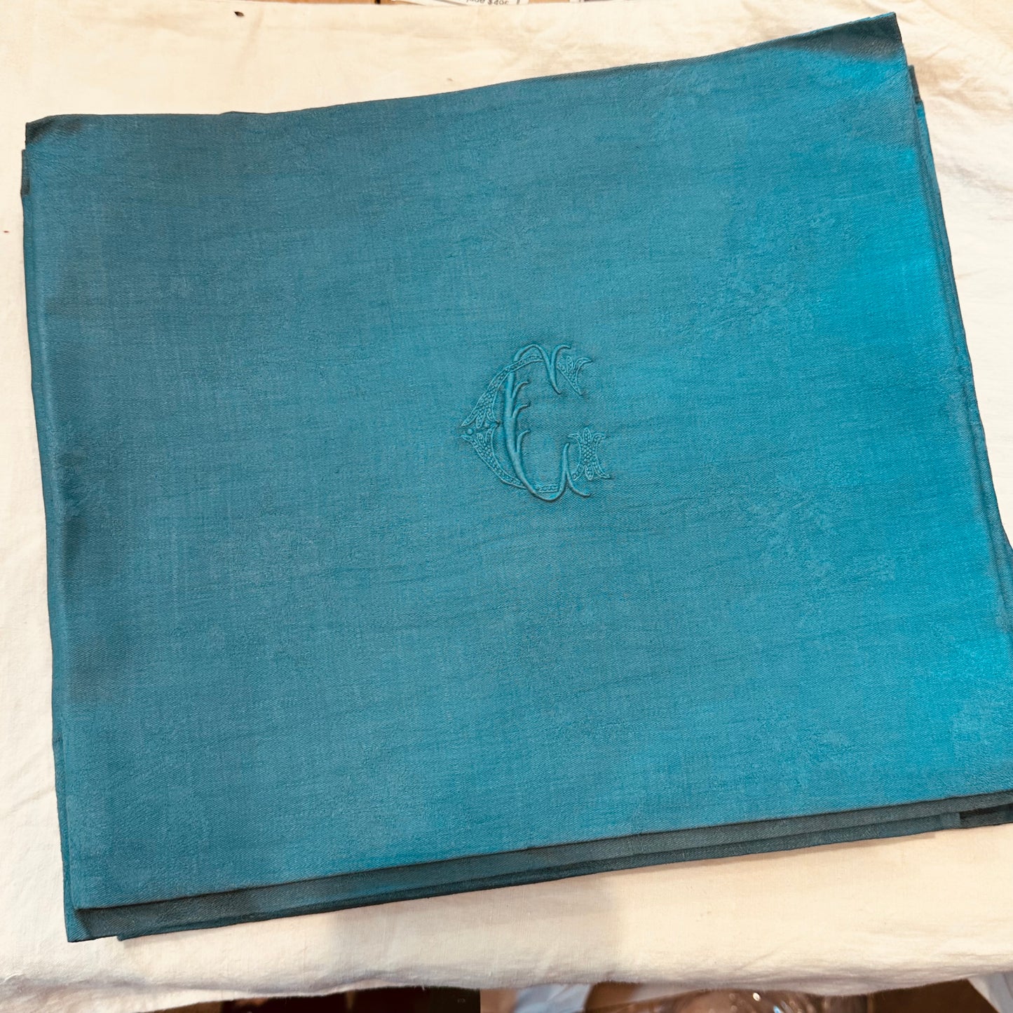 Jade Green Hand Dyed Vintage Napkins.