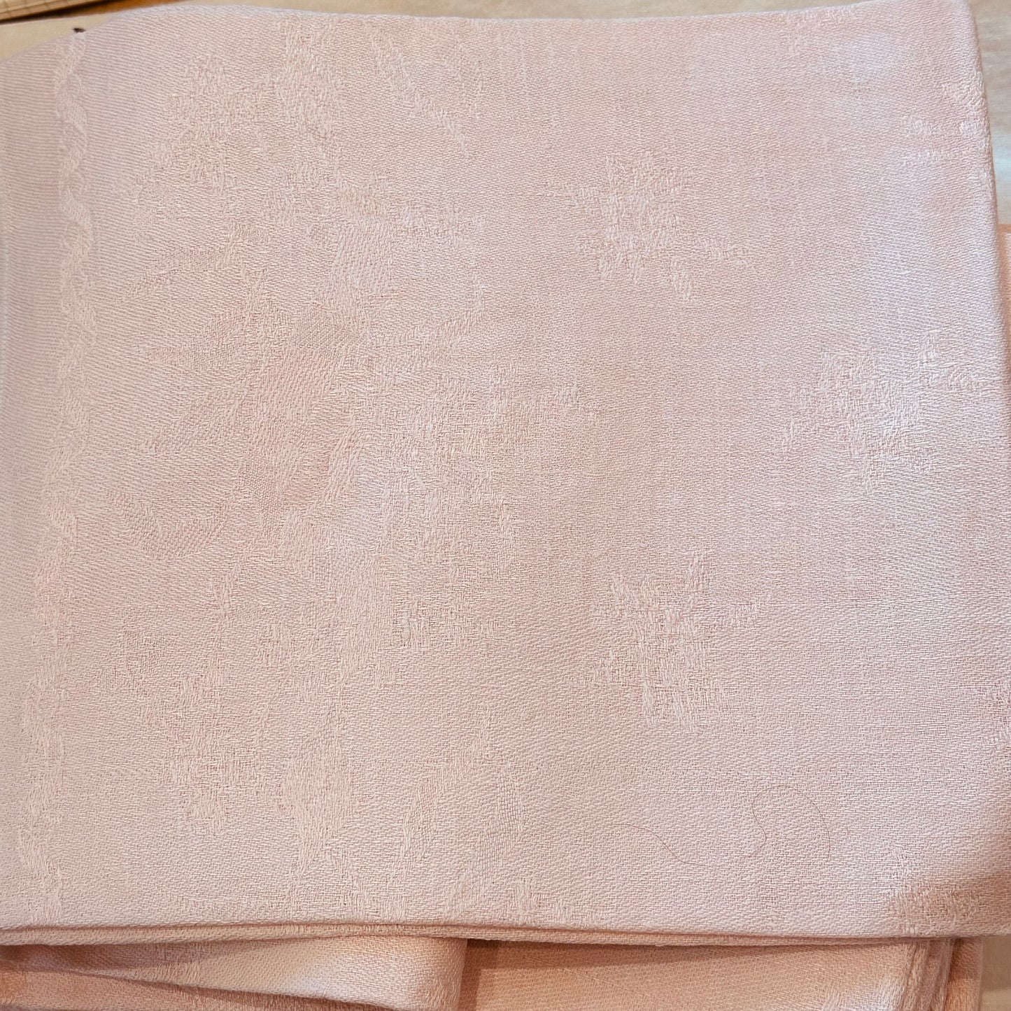Large Vintage French Damask Napkins in Pale Pink