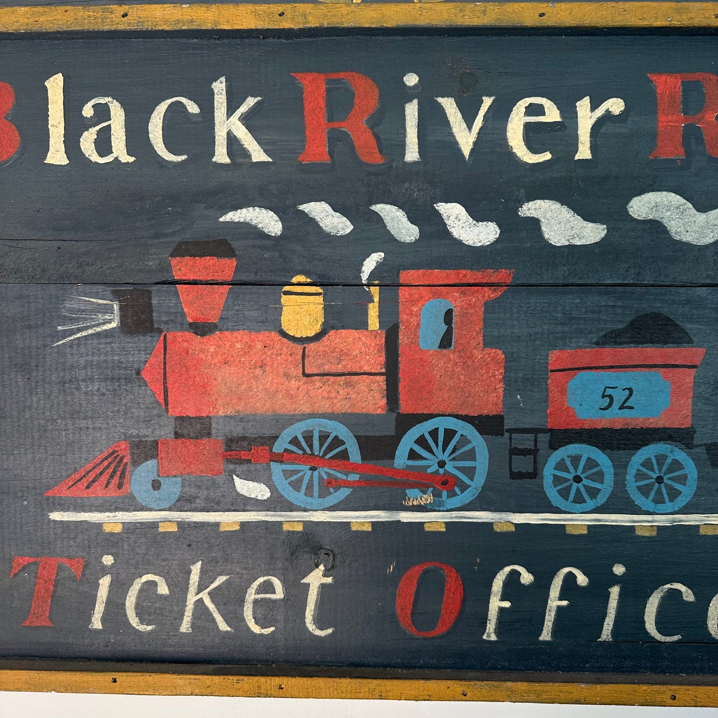 Folk art Style Train office sign c1960