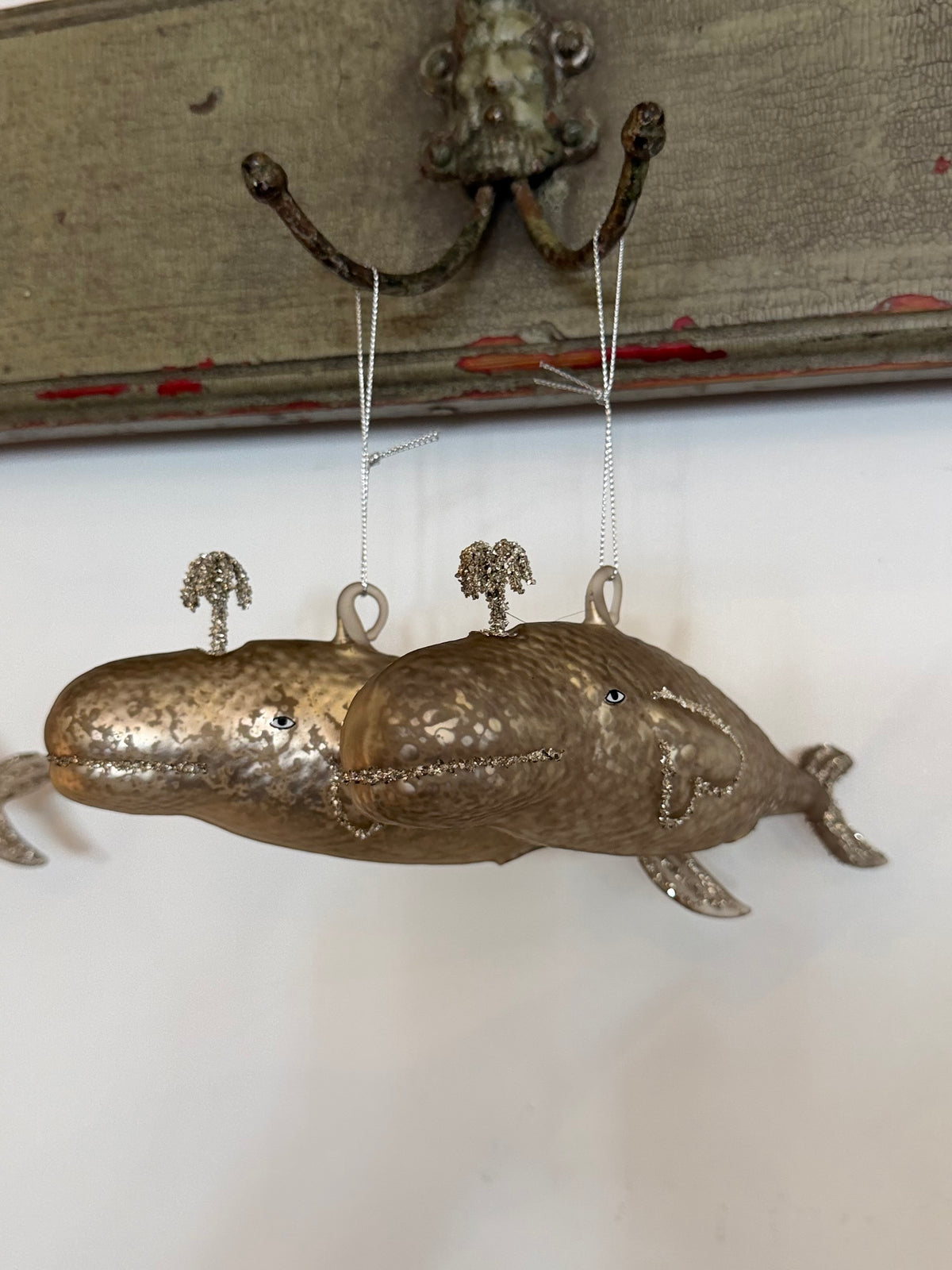 Silver Glass Whale Ornament