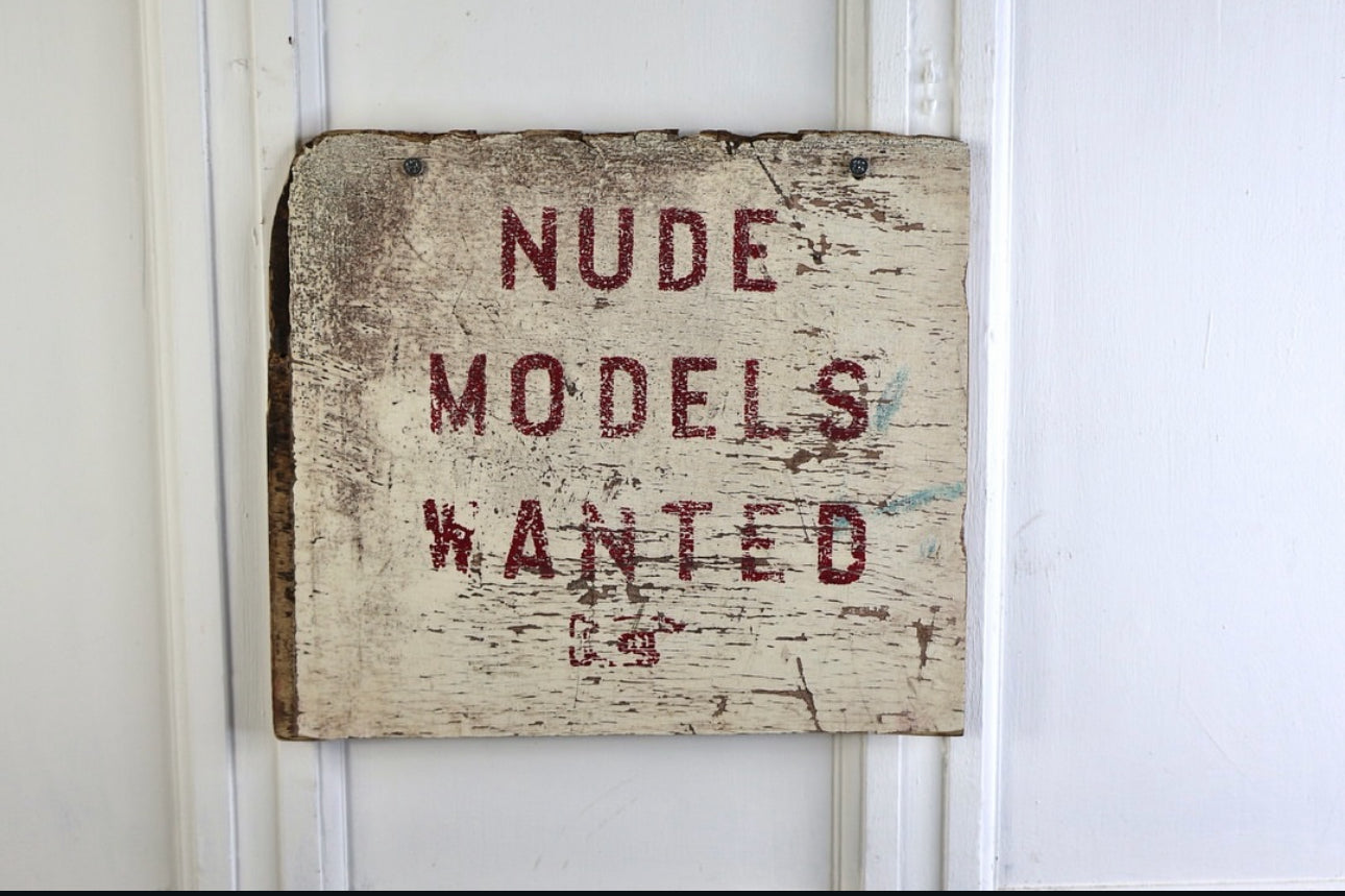 Nude Models Wanted Sign - English 1930's