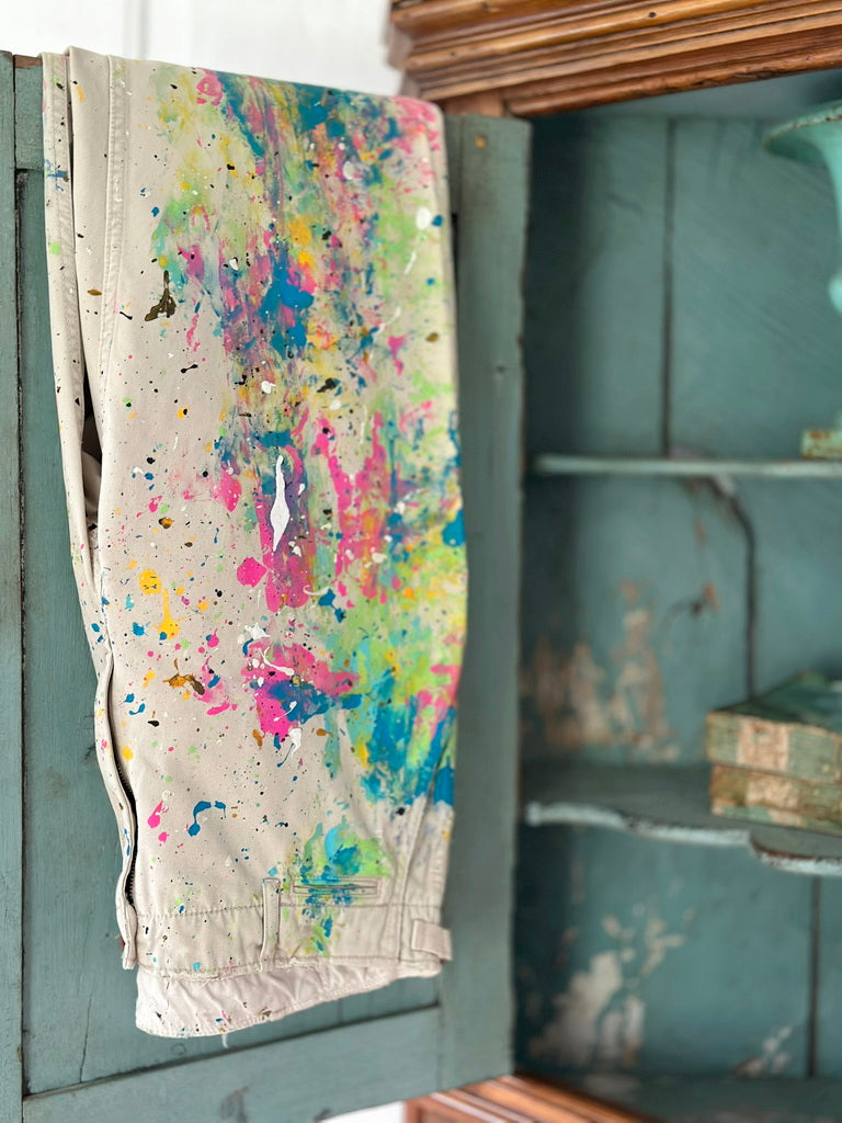 Polo Ralph Lauren paint splatter artist khaki chino pants Size 35 /32