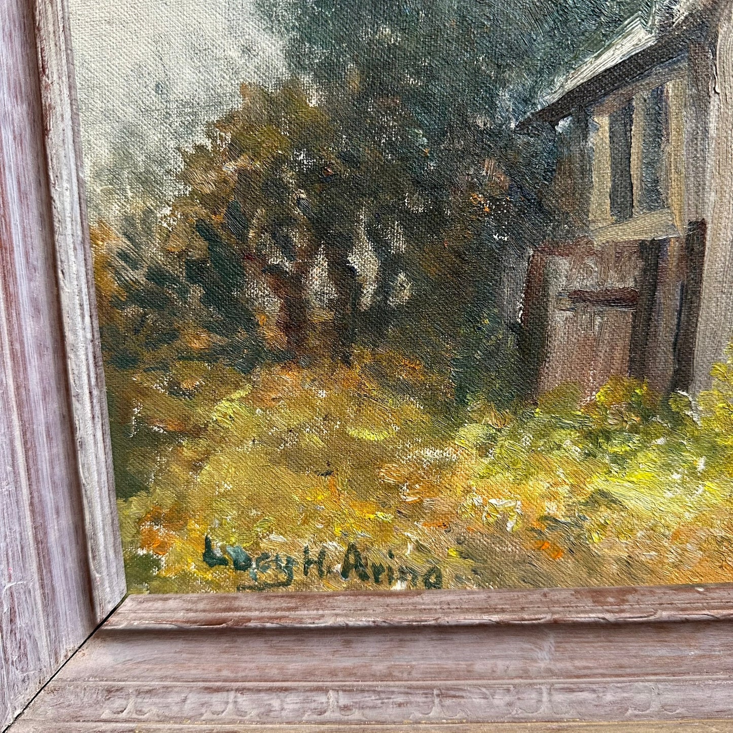 Bucolic Oil Painting of an Old Barn in the Countryside