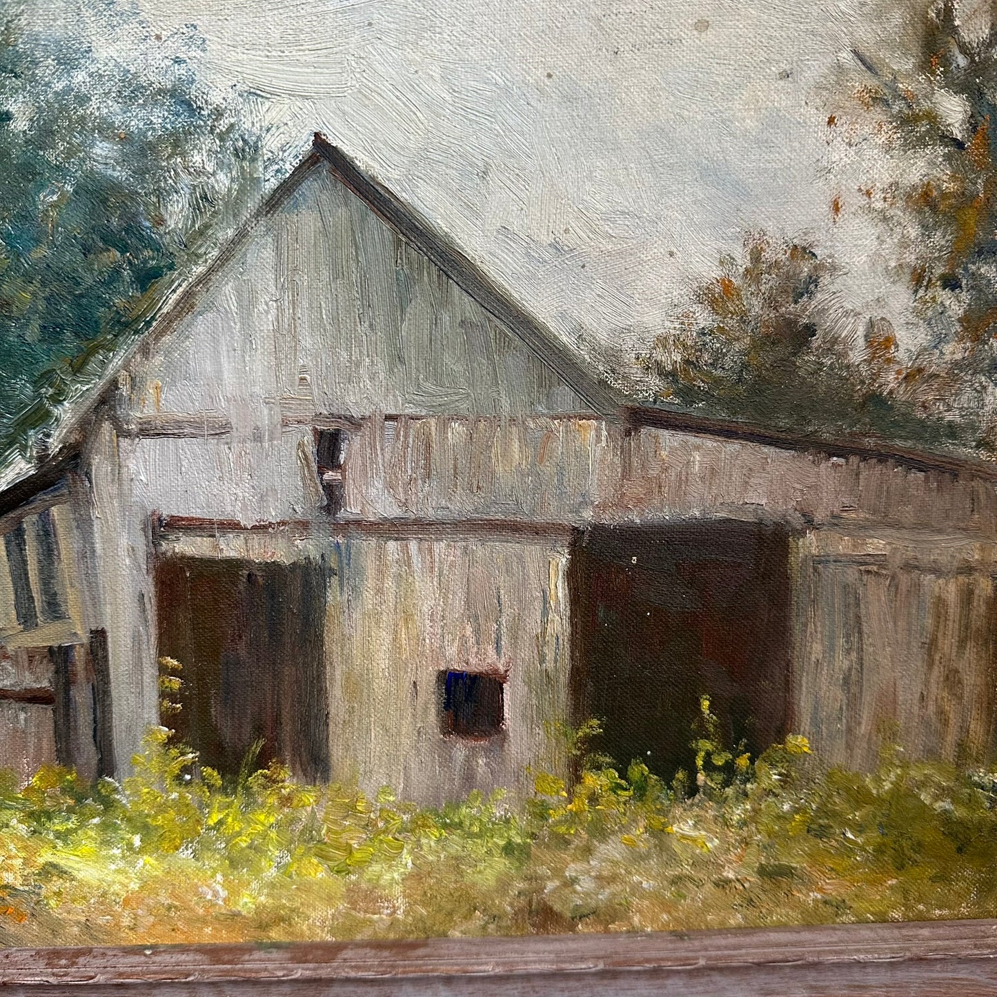 Bucolic Oil Painting of an Old Barn in the Countryside