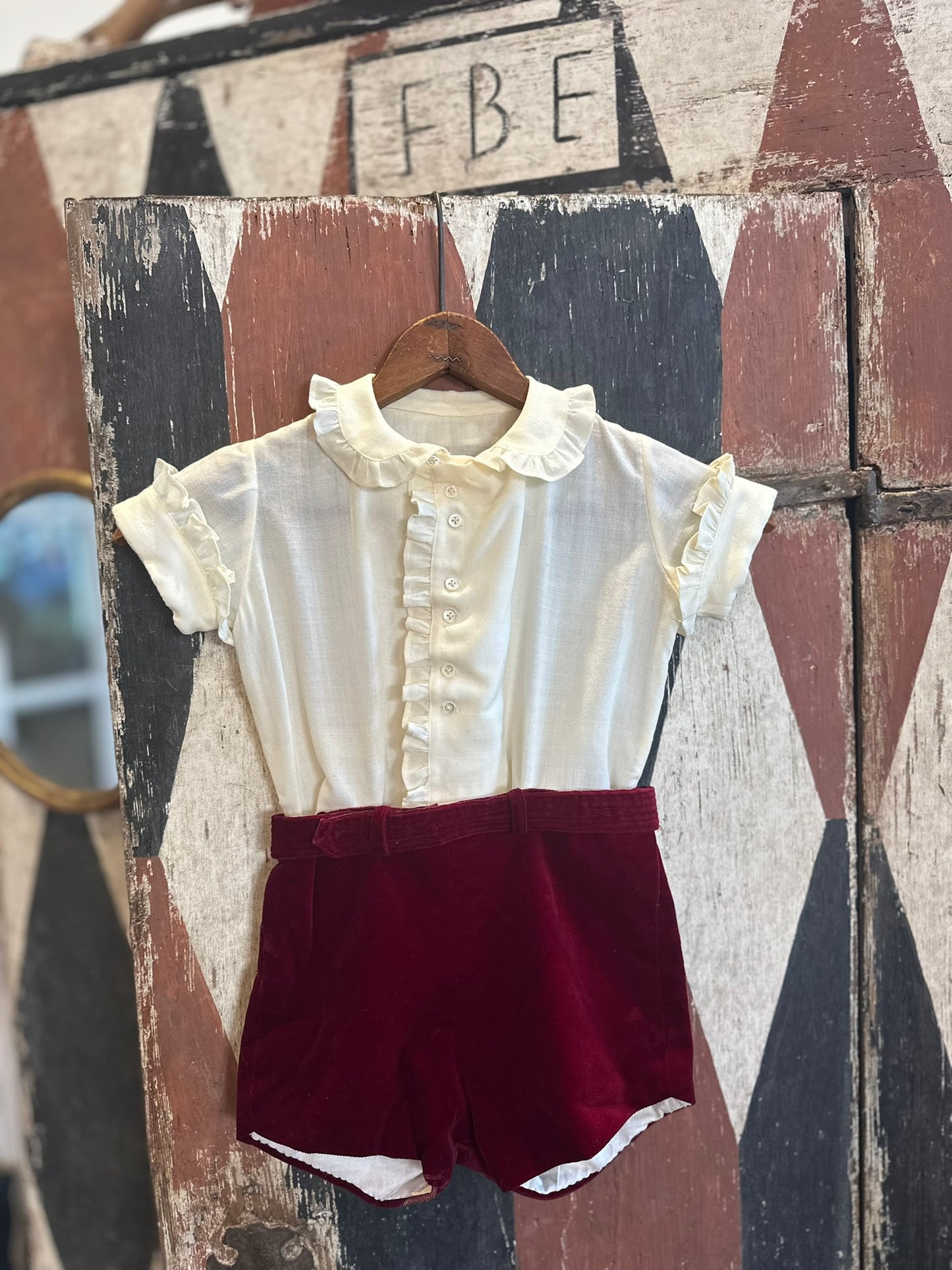 English Baby Romper in Beautiful Blue and White, 12 months+