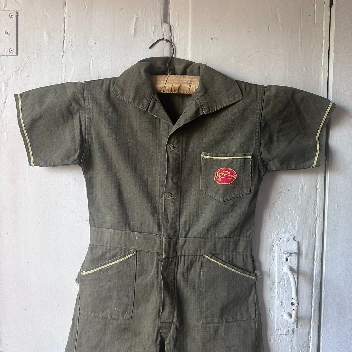 Vintage Childs Pilot Flying Jumpsuit in Army Green