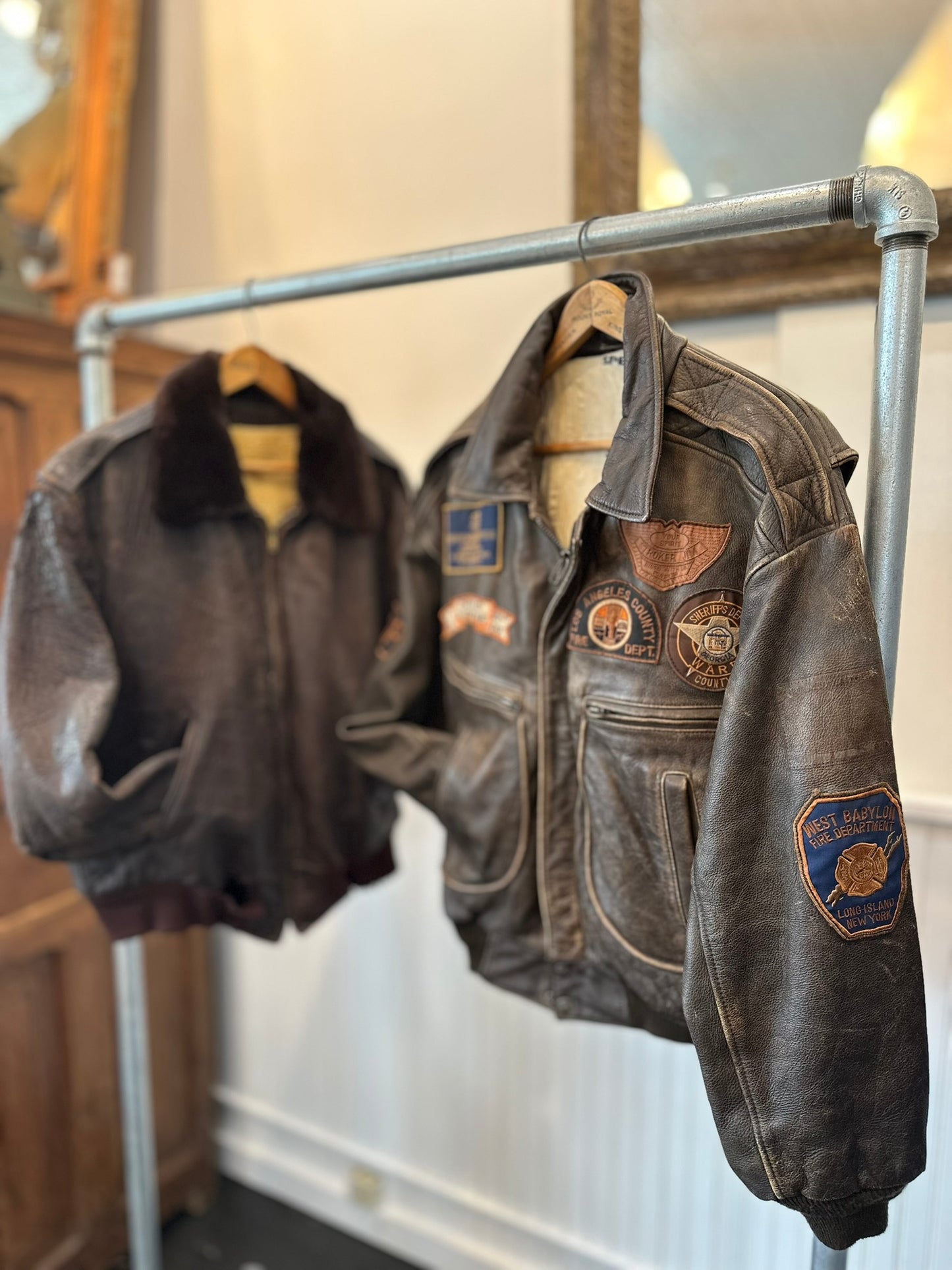 Unique Vintage Leather Jacket with Vintage Patches