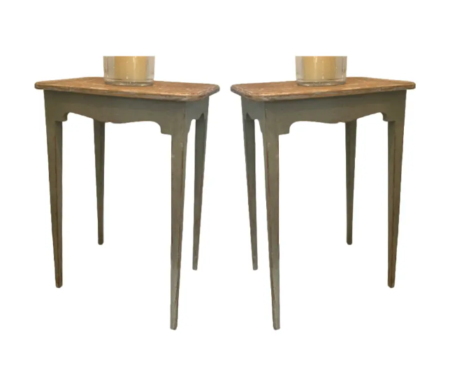 Pair Side Tables, painted base.