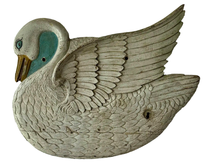 Early 20th Century Hand Carved Swan From a Carousel