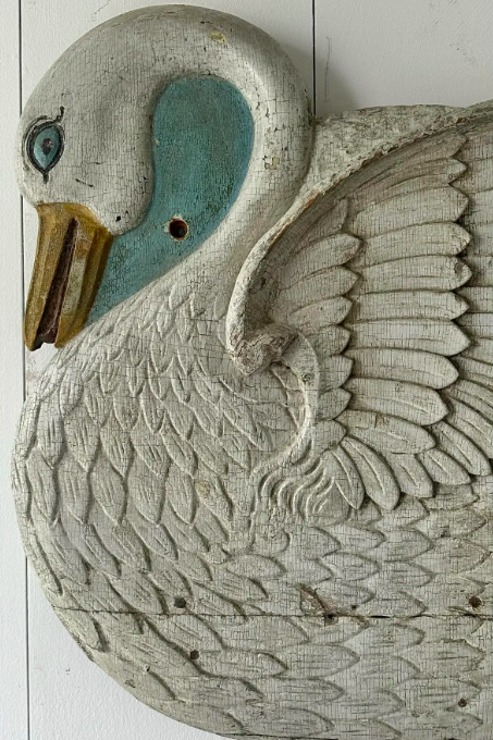 Early 20th Century Hand Carved Swan From a Carousel