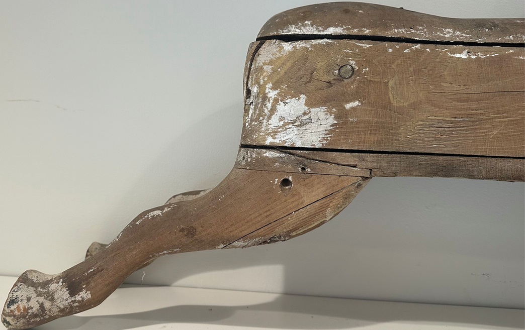 19TH C Pine handcarved toy ride along horse
