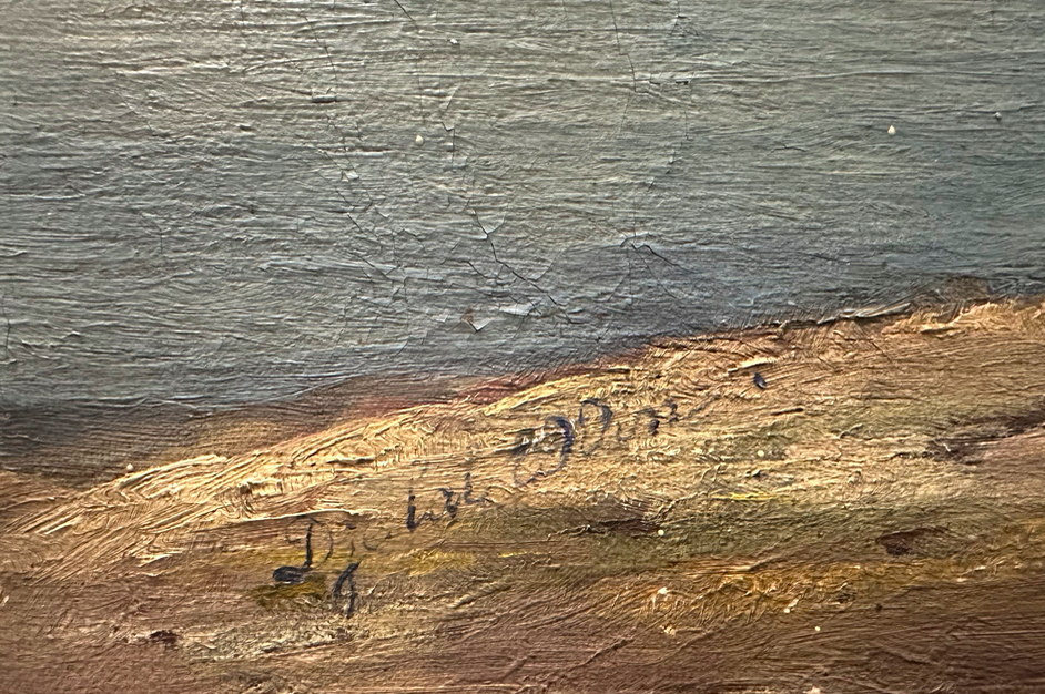 French 19th Century Oil Painting of a Lake & Beyond
