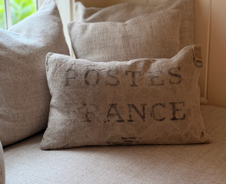 Custom Pillows made from Old French Heavy Postal Sacks