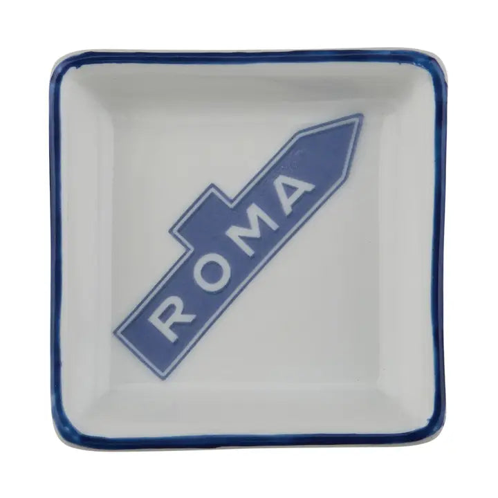 Blue and White Lovers Trinket Tray, Paris, Roma, Firenze