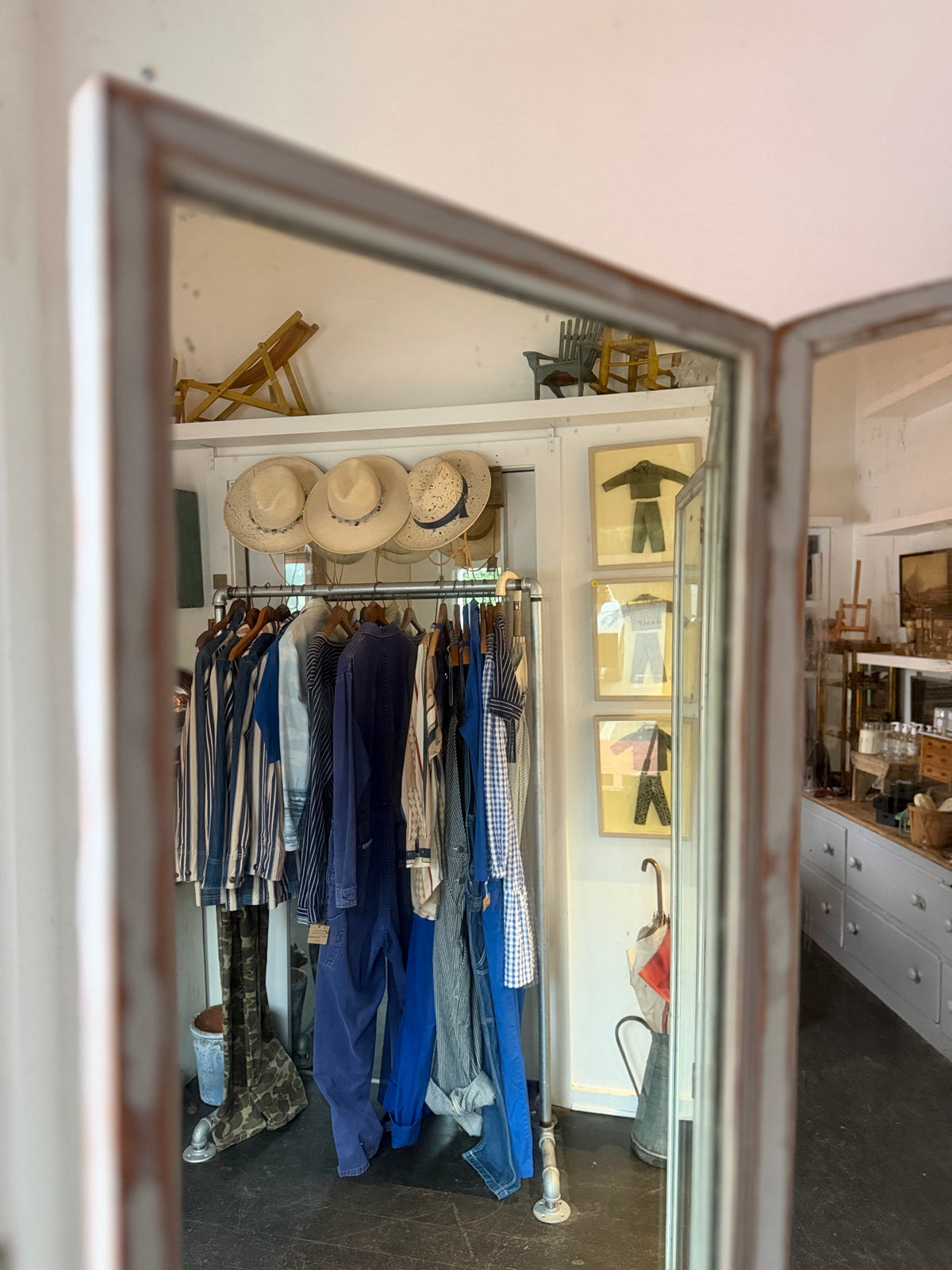 Vintage Tri Fold Floor Standing Dressing Mirror