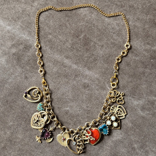 Vintage Gold Charm Necklace and Bracelet