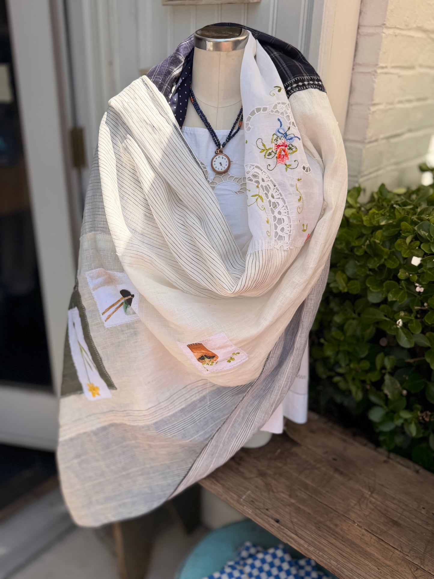 Patchwork Wraps, Scarves in Vintage Fabrics