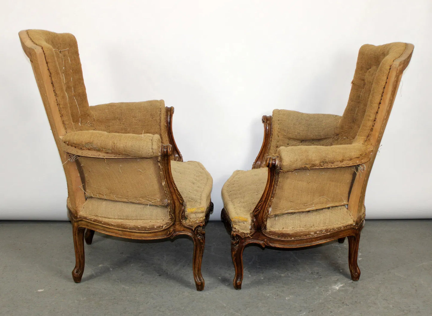 Sold! Pair French Bergère Armchairs in Louis XV Style