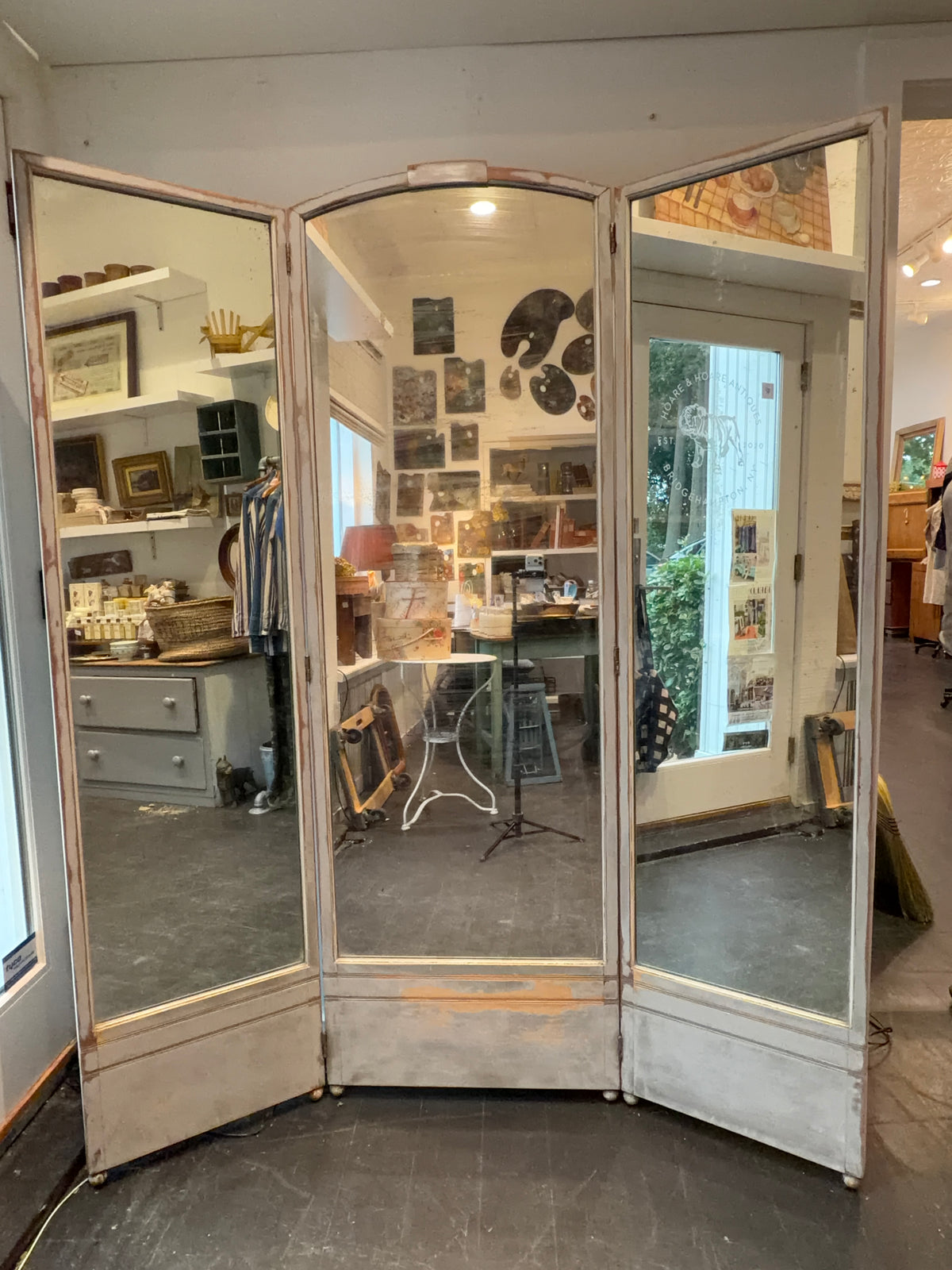 Vintage Tri Fold Floor Standing Dressing Mirror