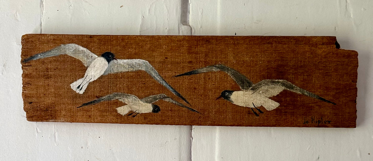 Folk Art Style Shorebirds painted on Driftwood