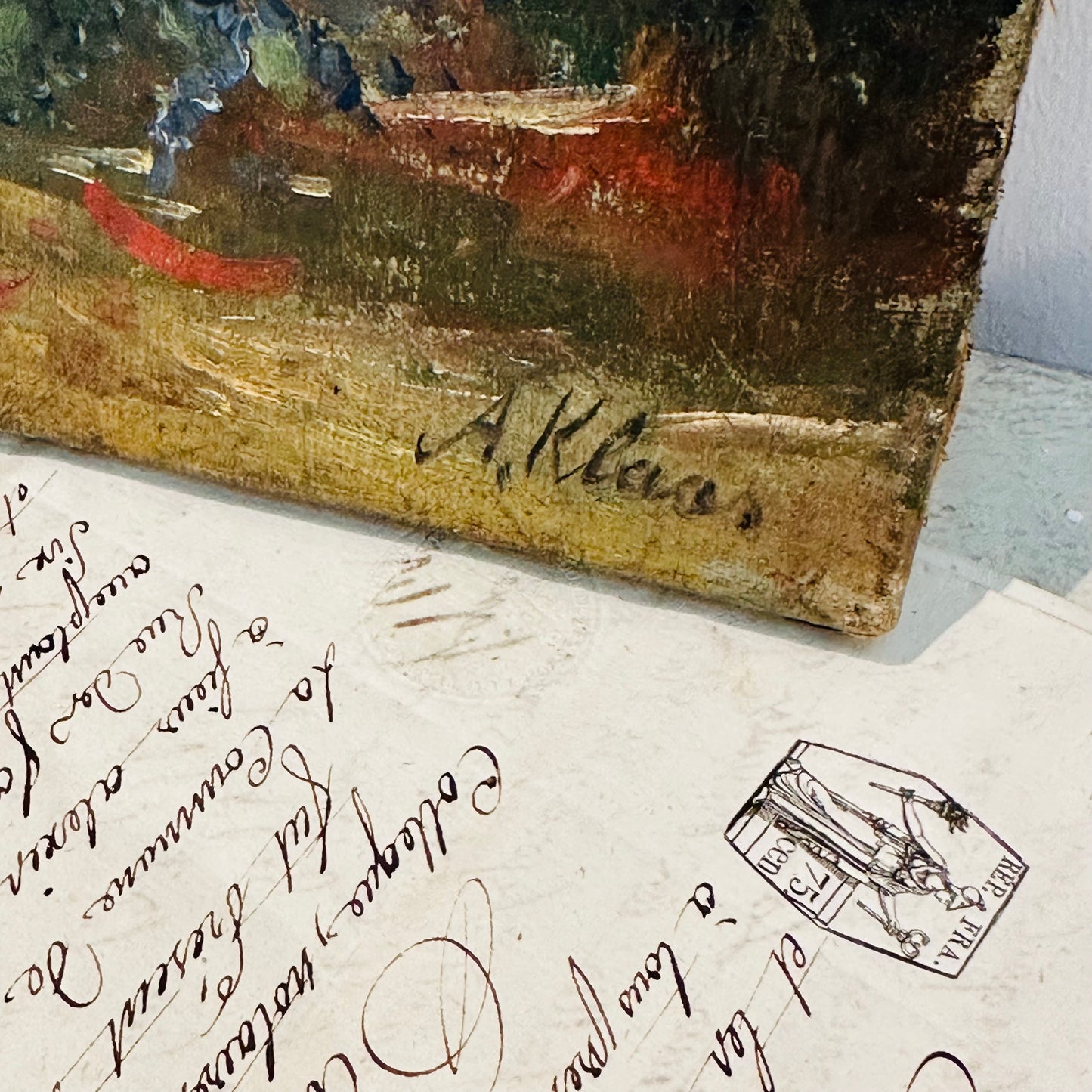 Small Swedish oil on canvas of Roses. 19th Century