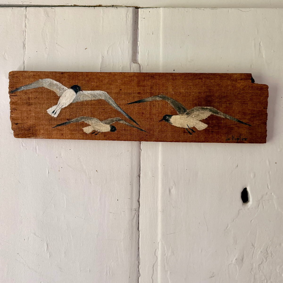 Folk Art Style Shorebirds painted on Driftwood