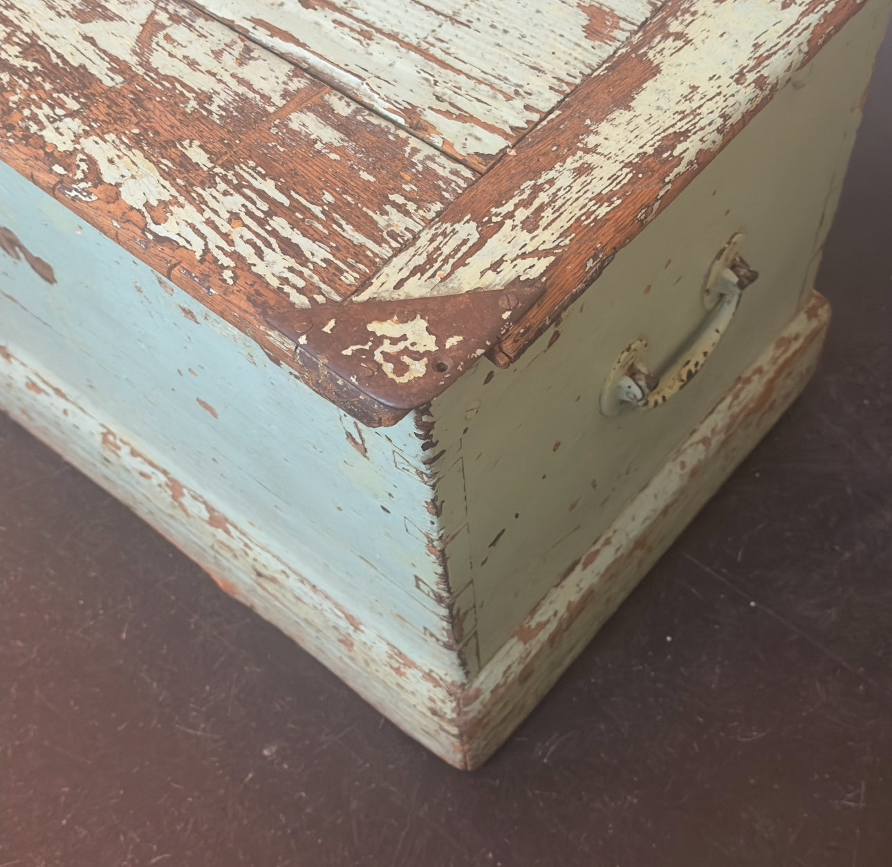 Pair English Painted Trunks, Side Tables