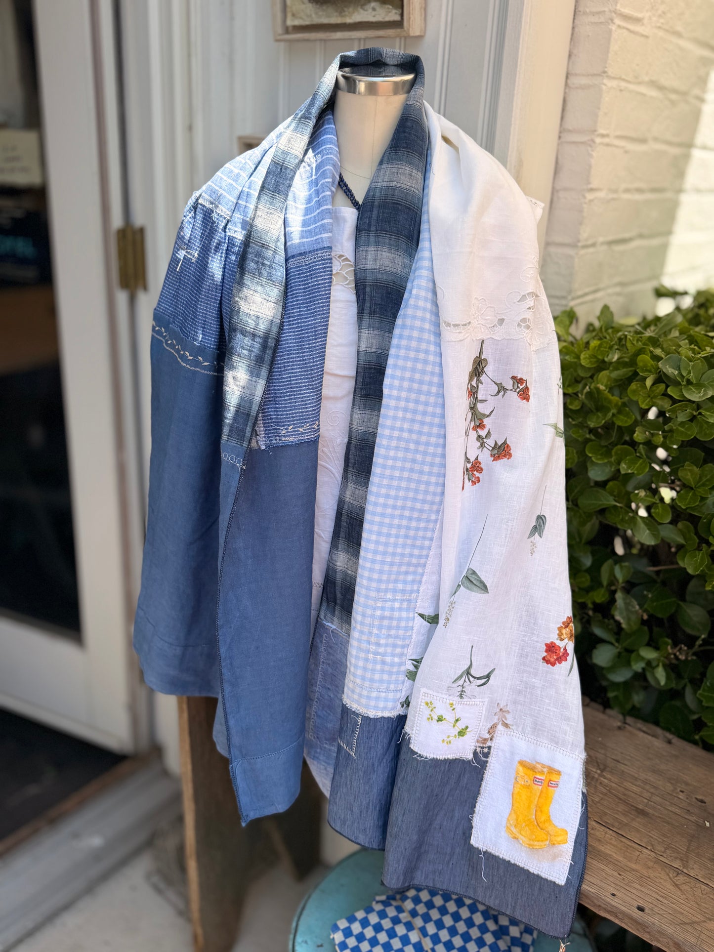 Patchwork Wraps, Scarves in Vintage Fabrics