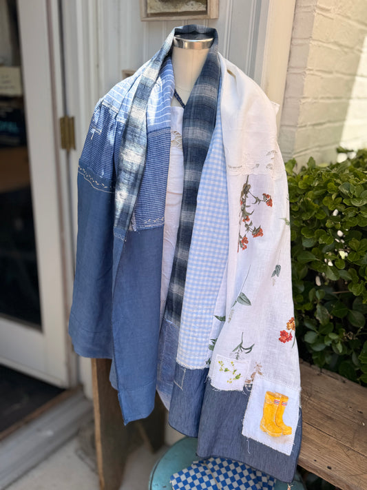 Patchwork Wraps, Scarves in Vintage Fabrics