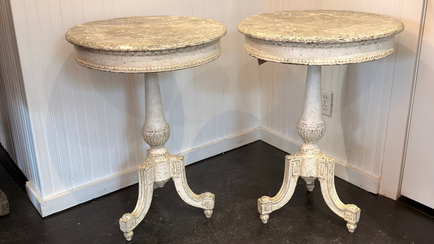 Pair Painted Side Tables.  Swedish c 1910