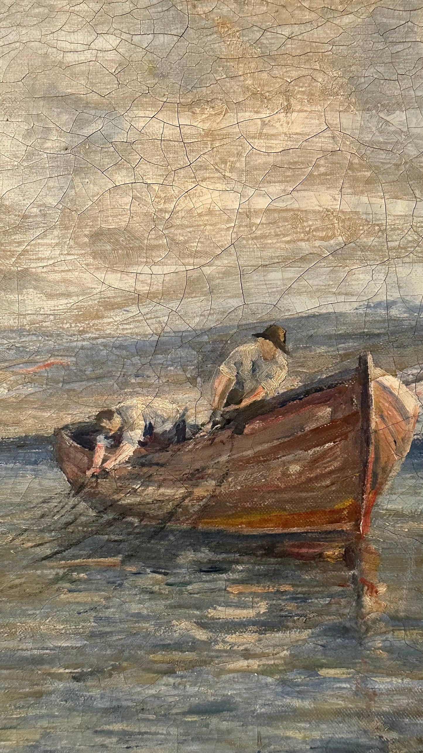 Superb Swedish oil on canvas, Fishmen.
