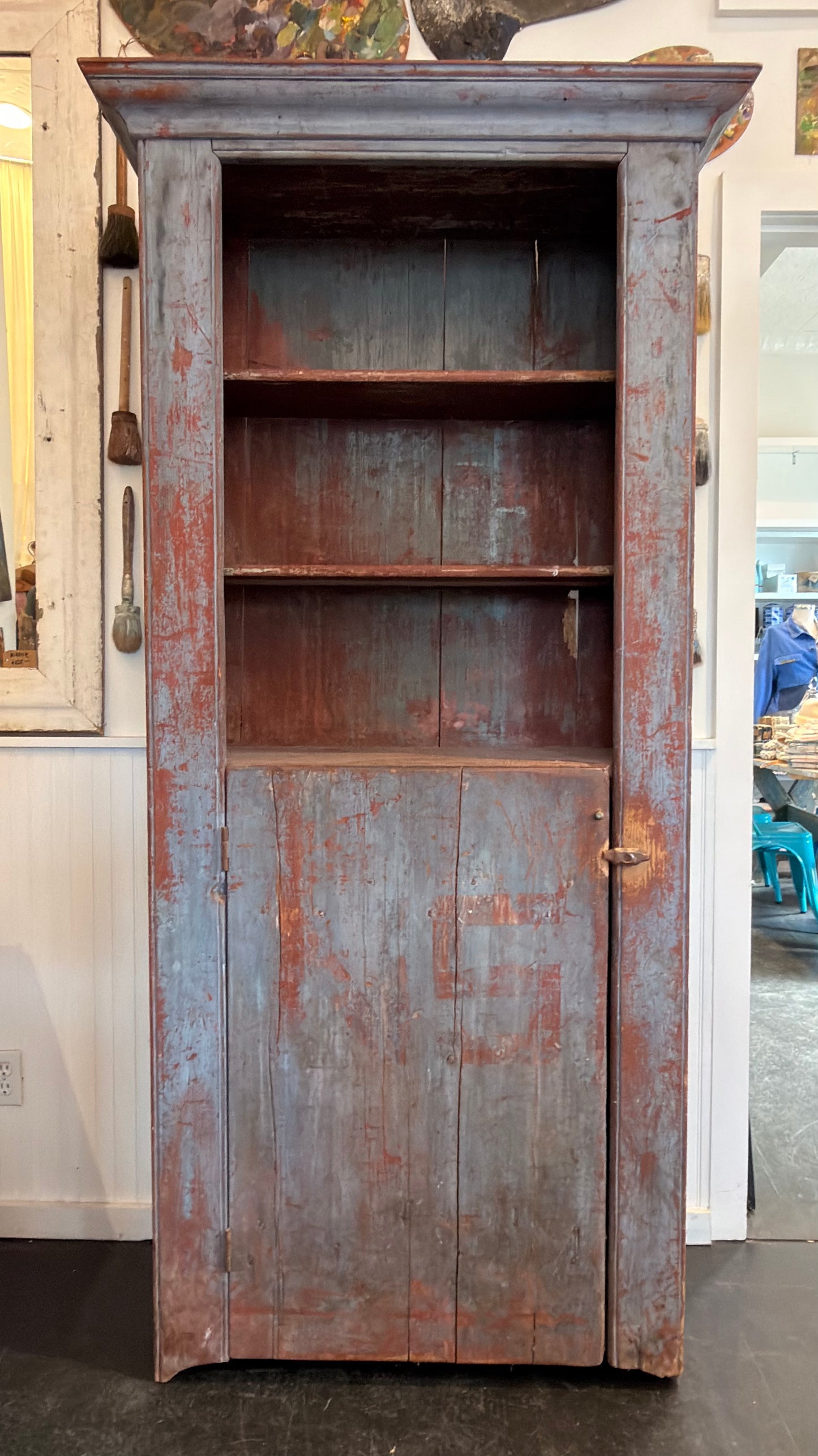 19th Century American Painted Cupboard
