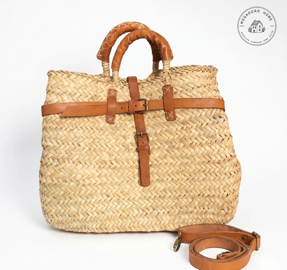 Handmade woven Straw & leather Bags