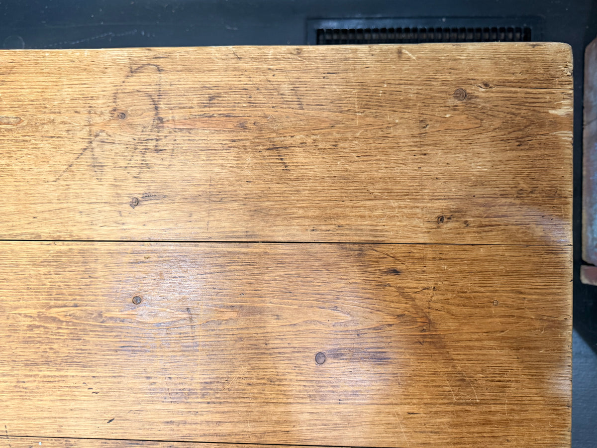 Vintage Pine Coffee Table with old Blue Painted Base